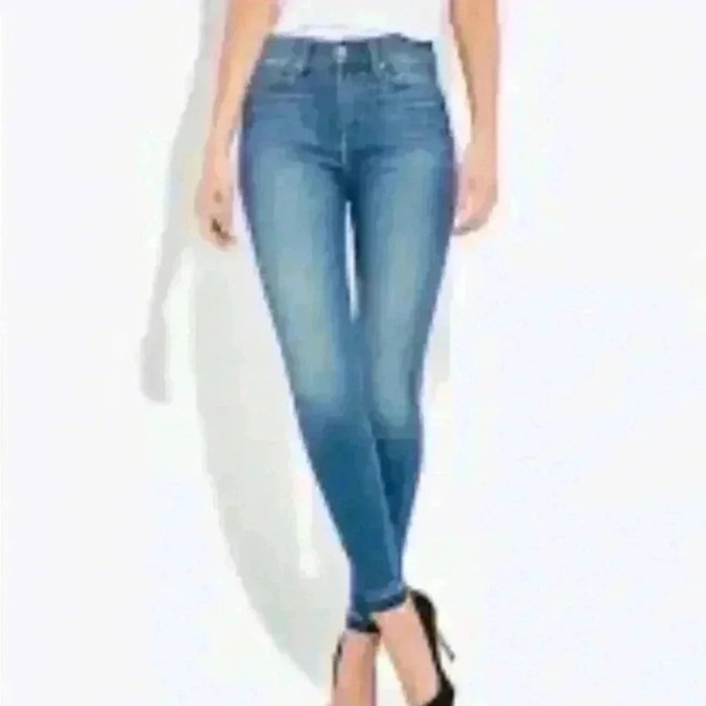 AYR The Hi-Rise Skinny Jeans‎ Blue Denim Raw Hem Size 27